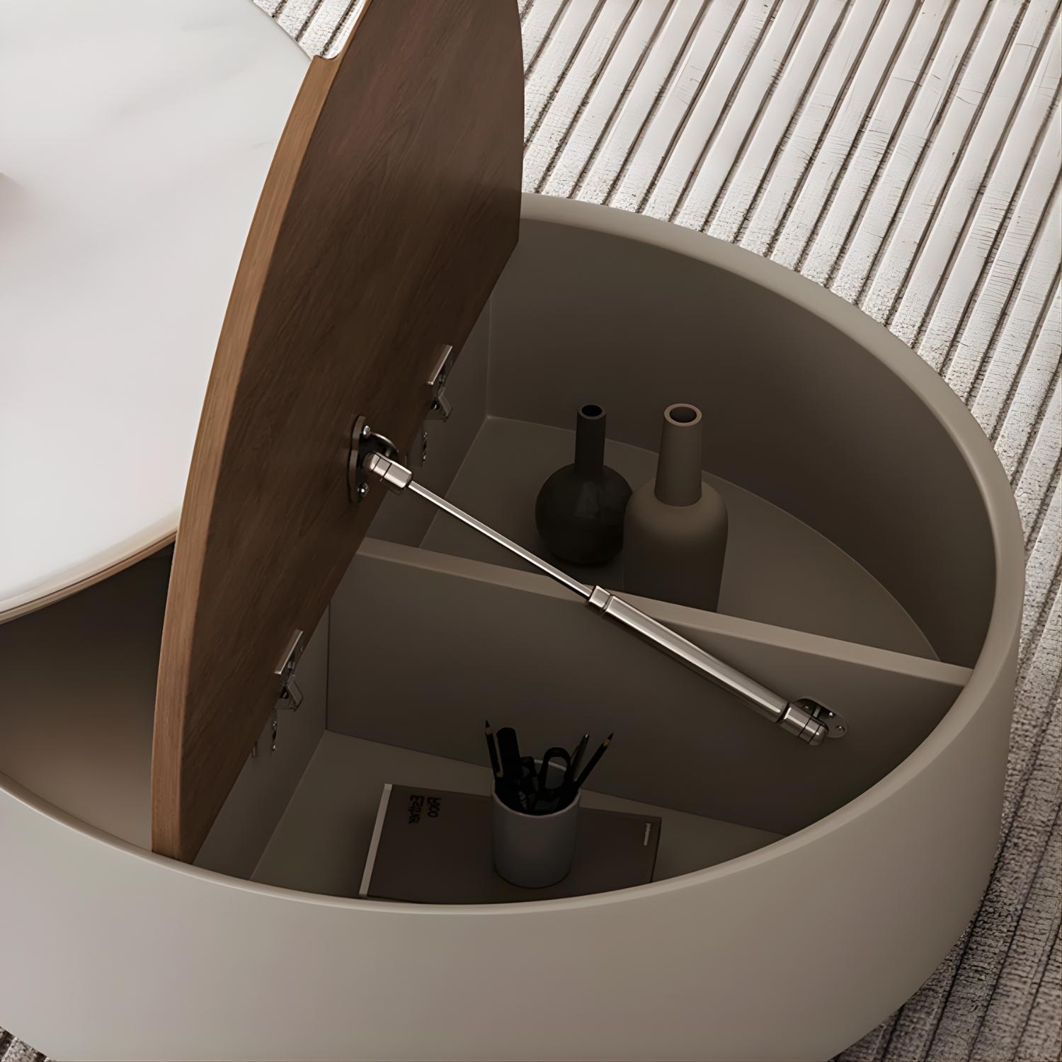 Milan Nesting Coffee Table | Rotatable Marble-Look & Walnut Finish