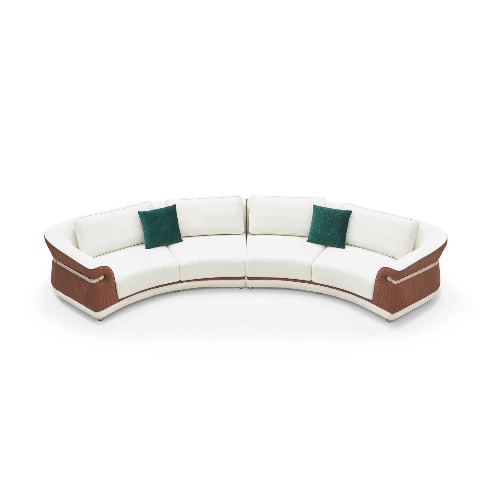 Bashar Curved Sectional Sofa – Two Tone Beige & Brown