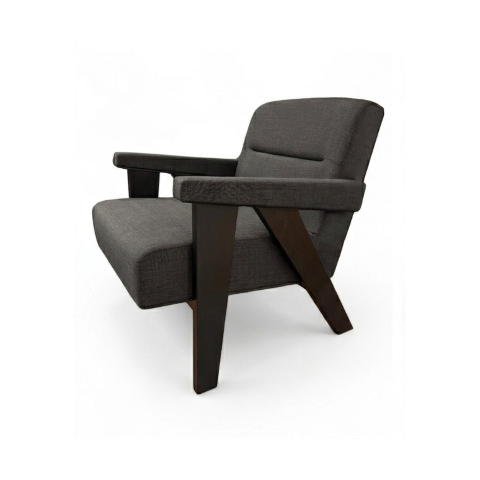 Maybery Armchair – Black Wood & Black Fabric