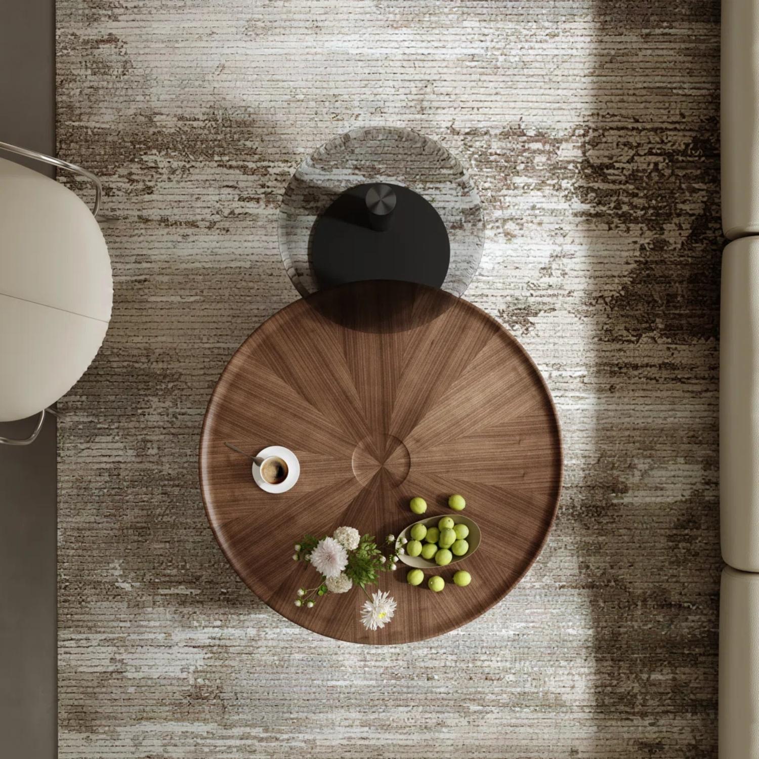 Quinn Coffee & Side Table Set – Dark Wood & Glass