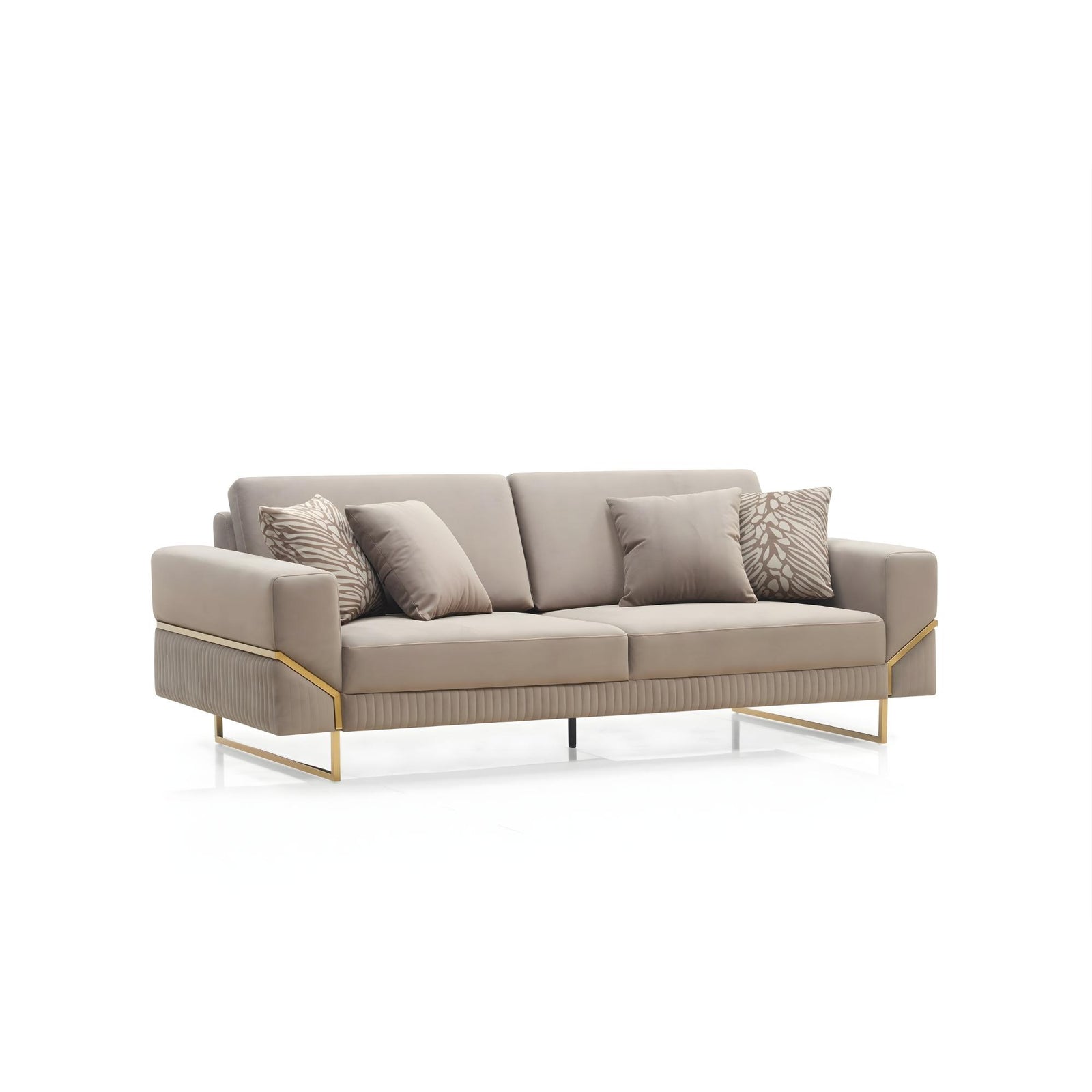 Alexa Sofa Set – Grey Gold Trim