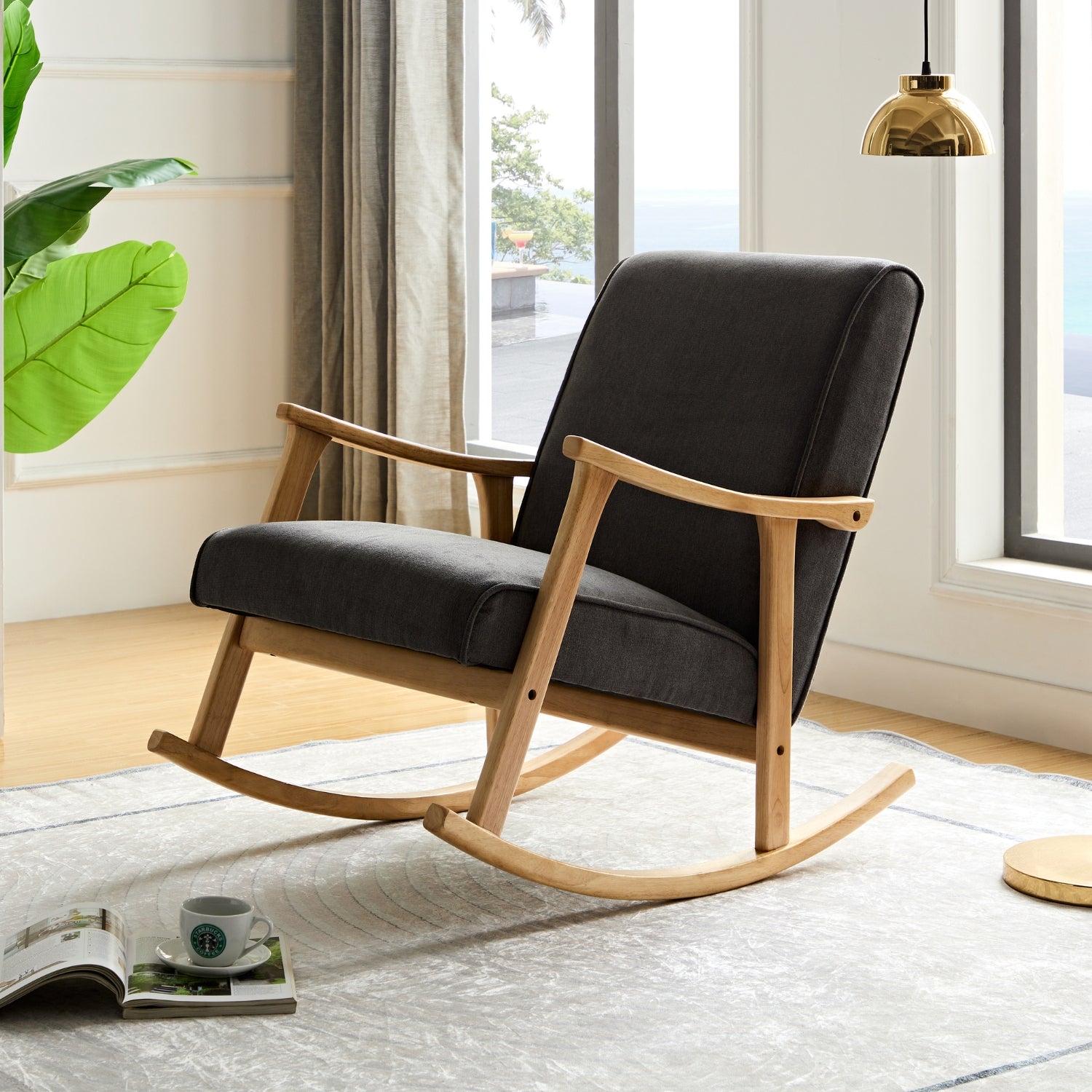 alona rocking arm chair dark grey side facing view