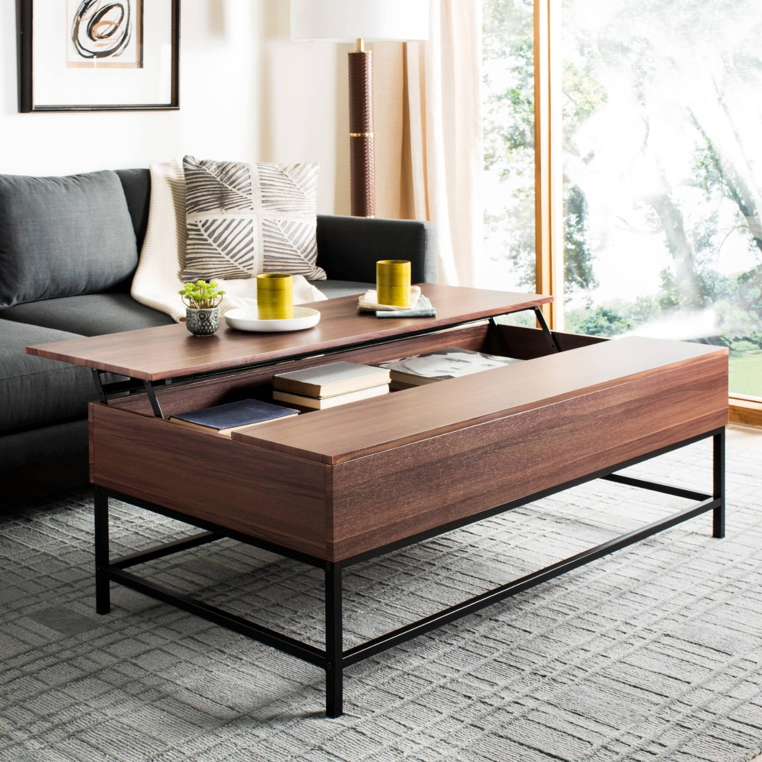 Askov coffee table with secret storage space.