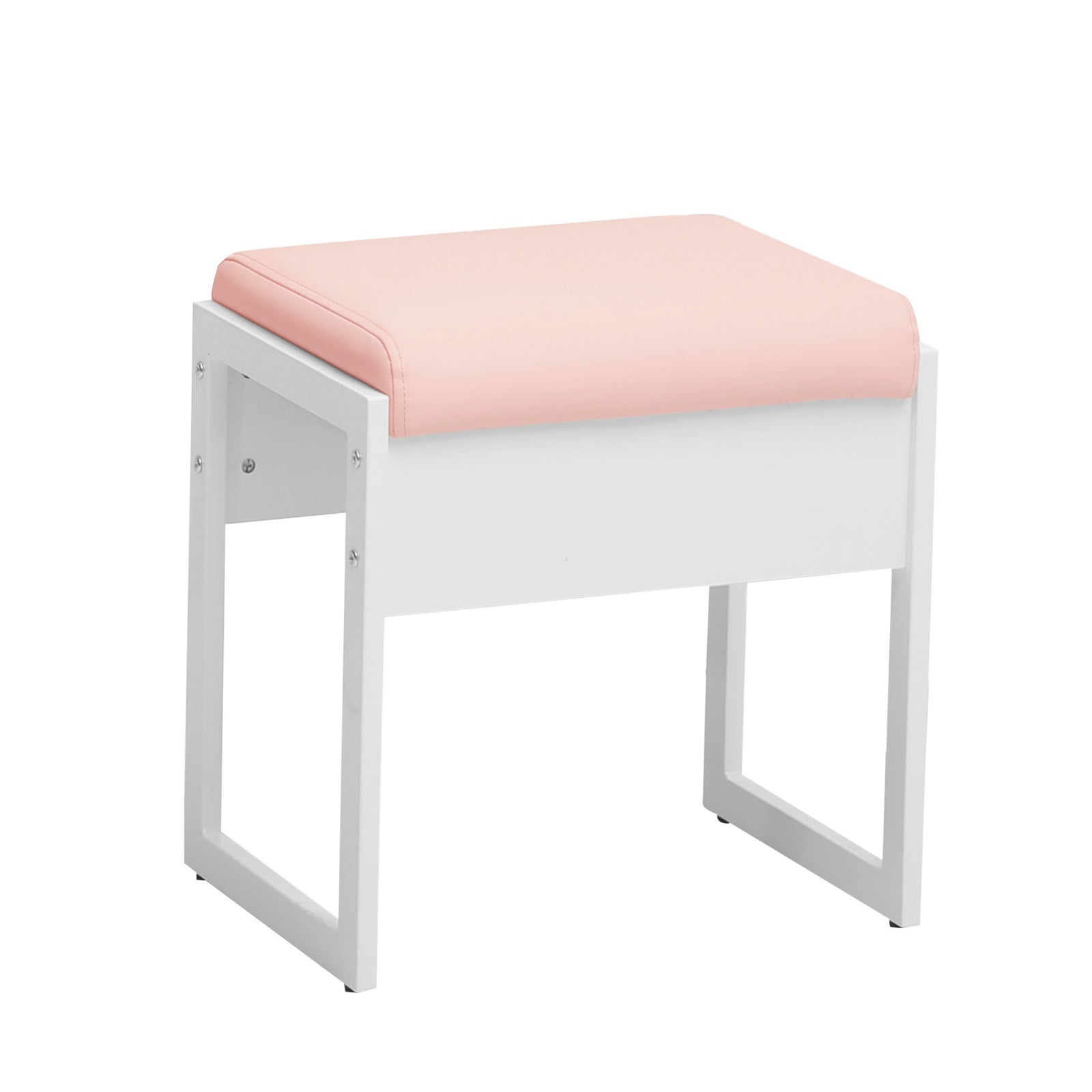 Bella pink stool on white background.