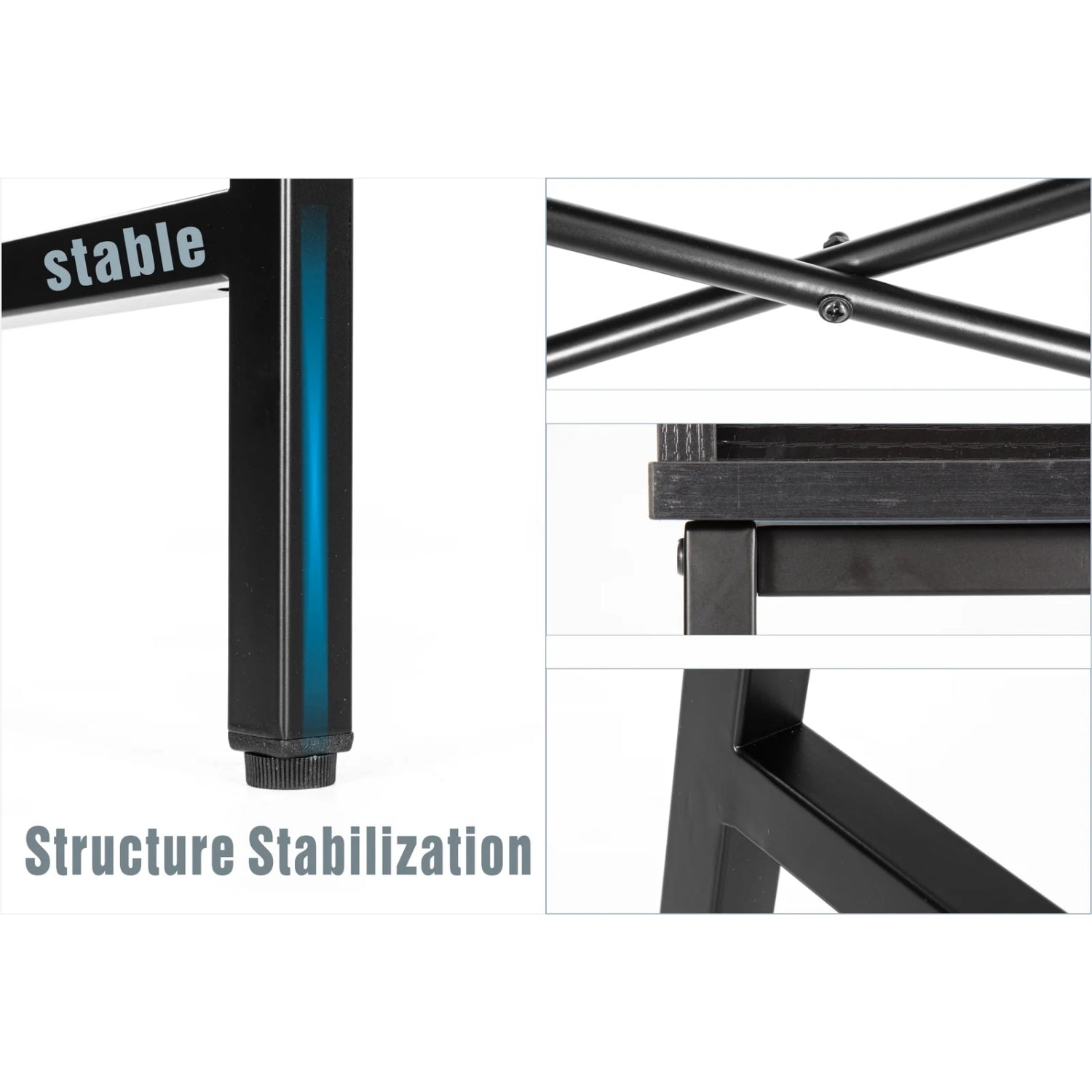 black metal frame stable with four holes designed for kiana writing desk