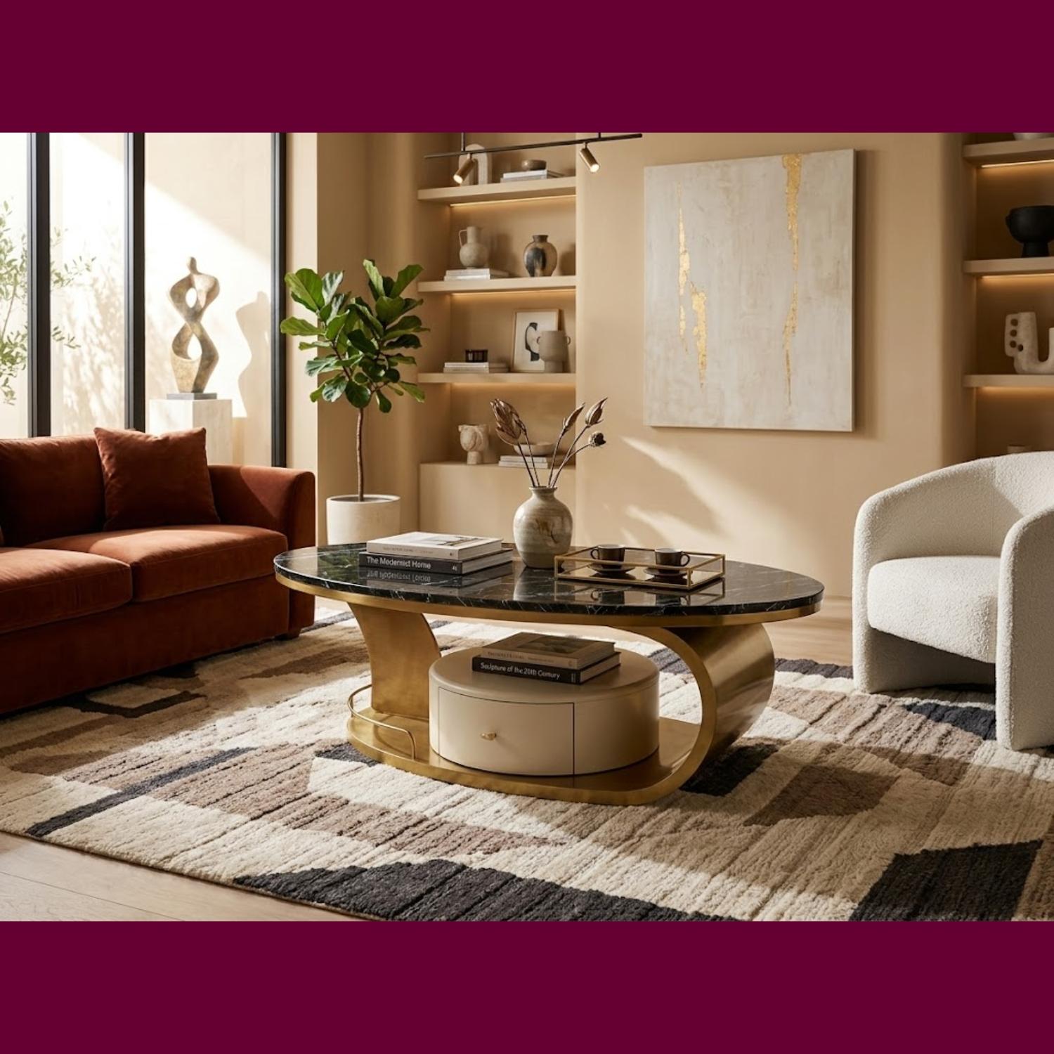 Pandora Oval Coffee Table – Marble Look Stone