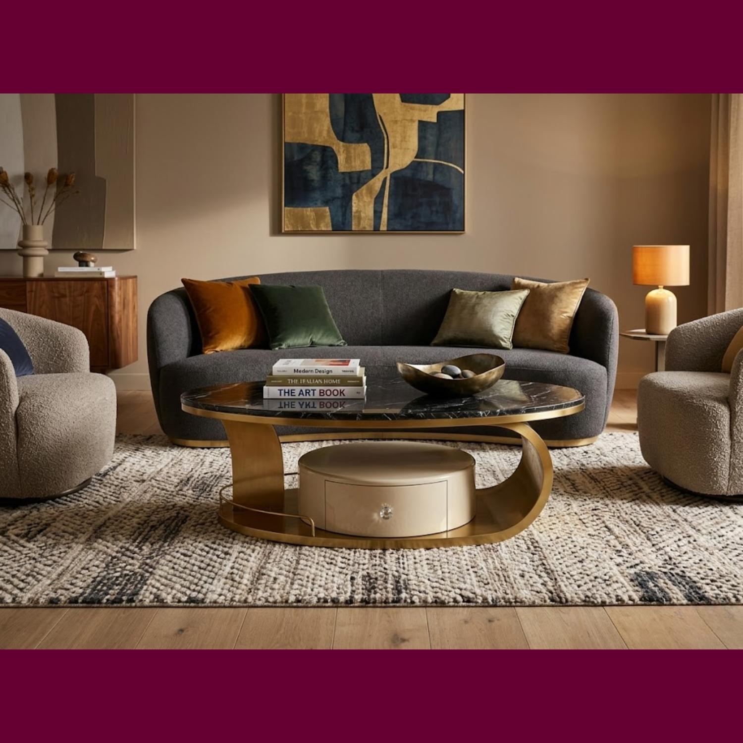 Pandora Oval Coffee Table – Marble Look Stone