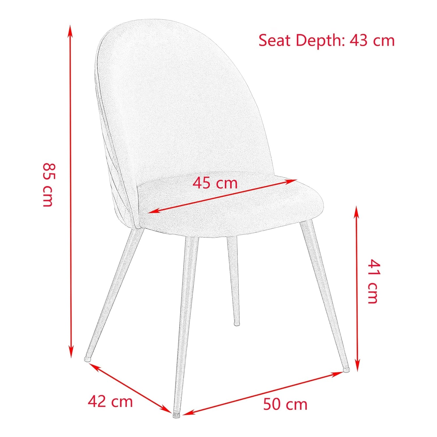 Detailed drawings and dimensions of a stylish dining chair by willa arlo.