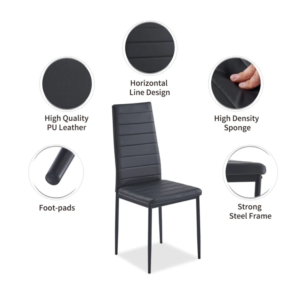 East Urban black pu dining chair details.