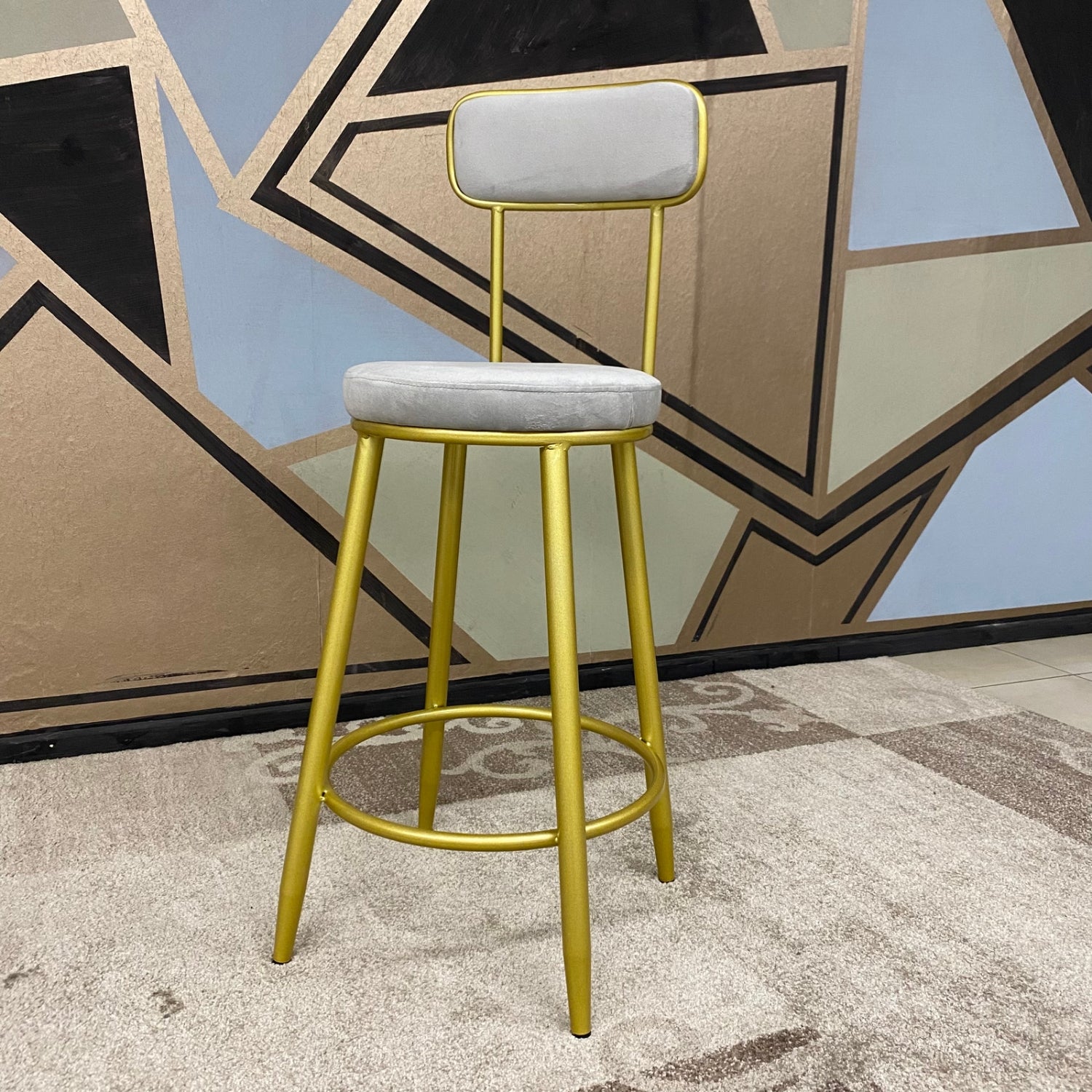 eva kitchen stools gold frame grey velvet