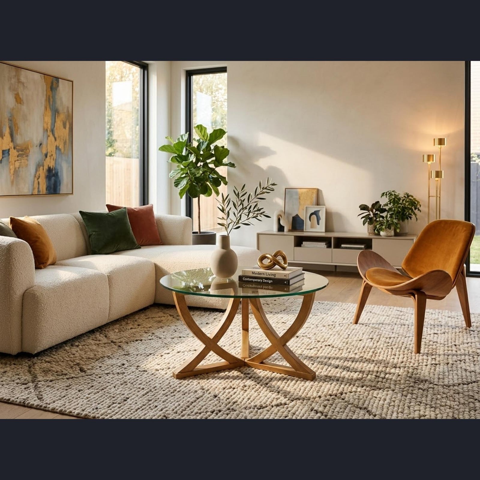 Iryanna Coffee Table – Solid Wood & Glass