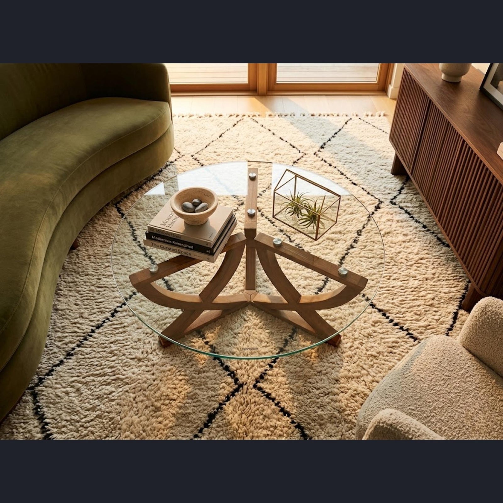 Iryanna Coffee Table – Solid Wood & Glass