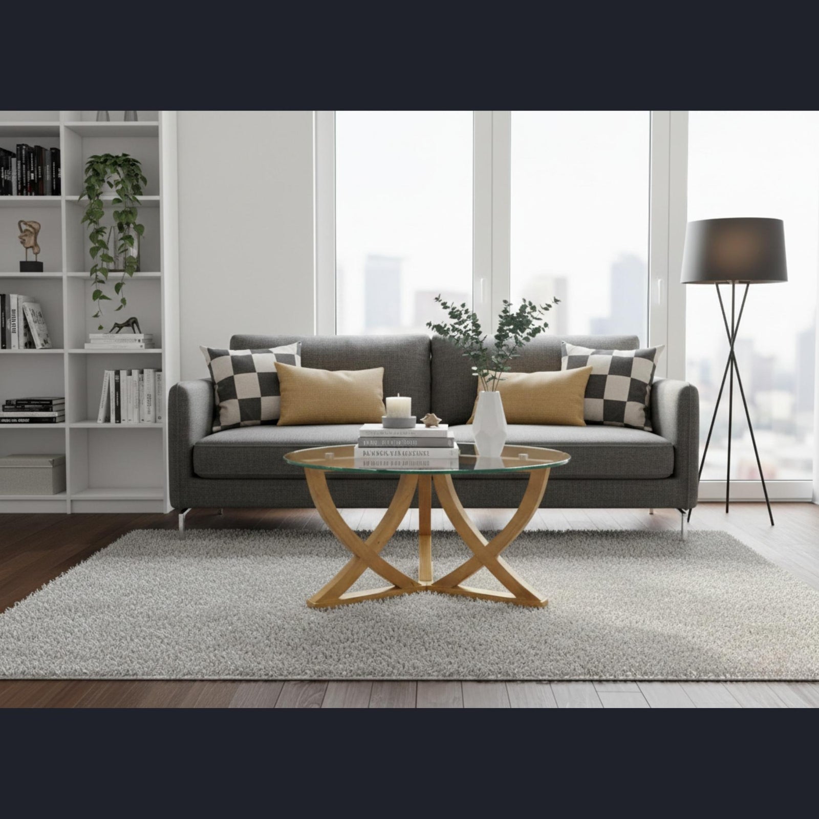 Iryanna Coffee Table – Solid Wood & Glass