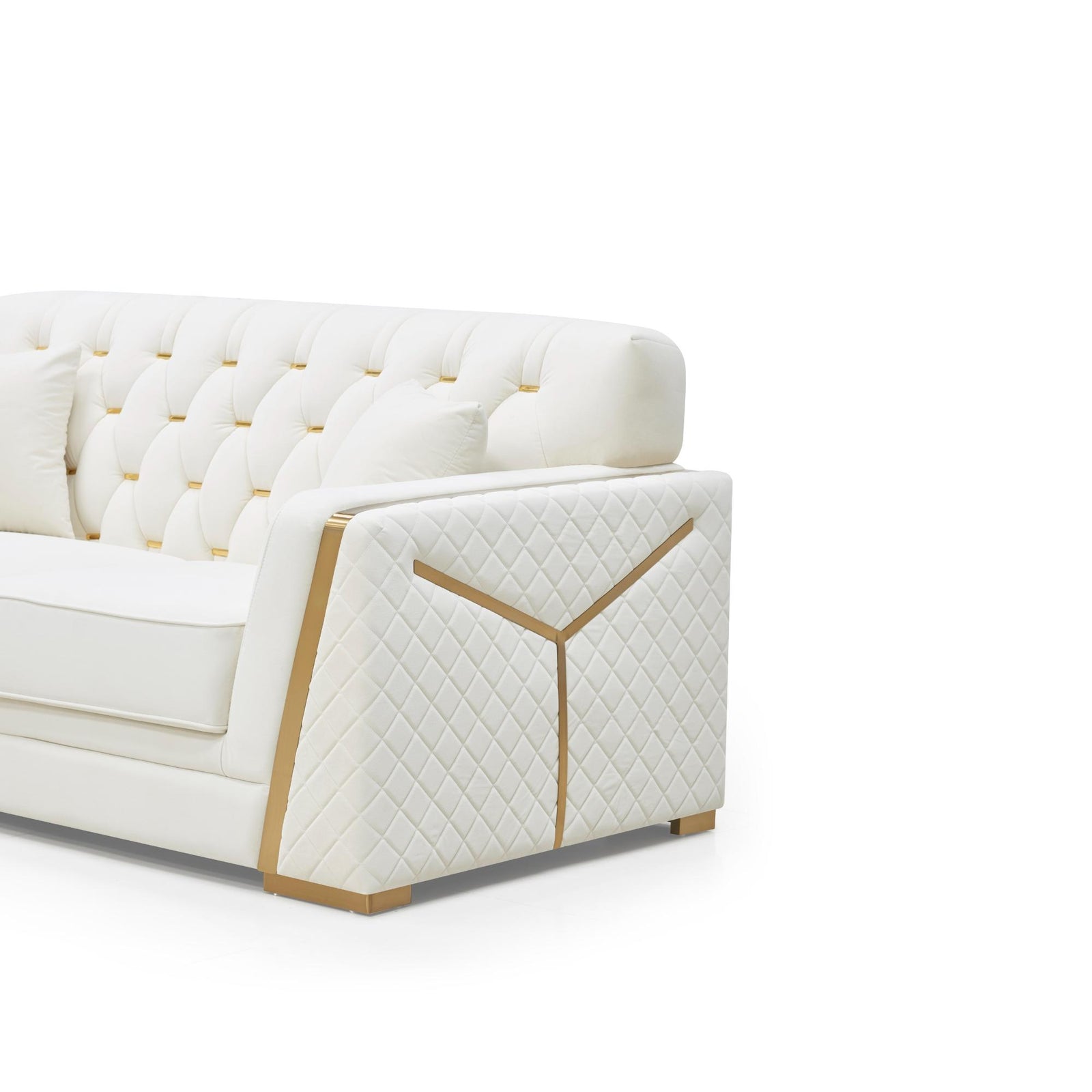 Isonzo Sofa Set – Diamond Tufted White