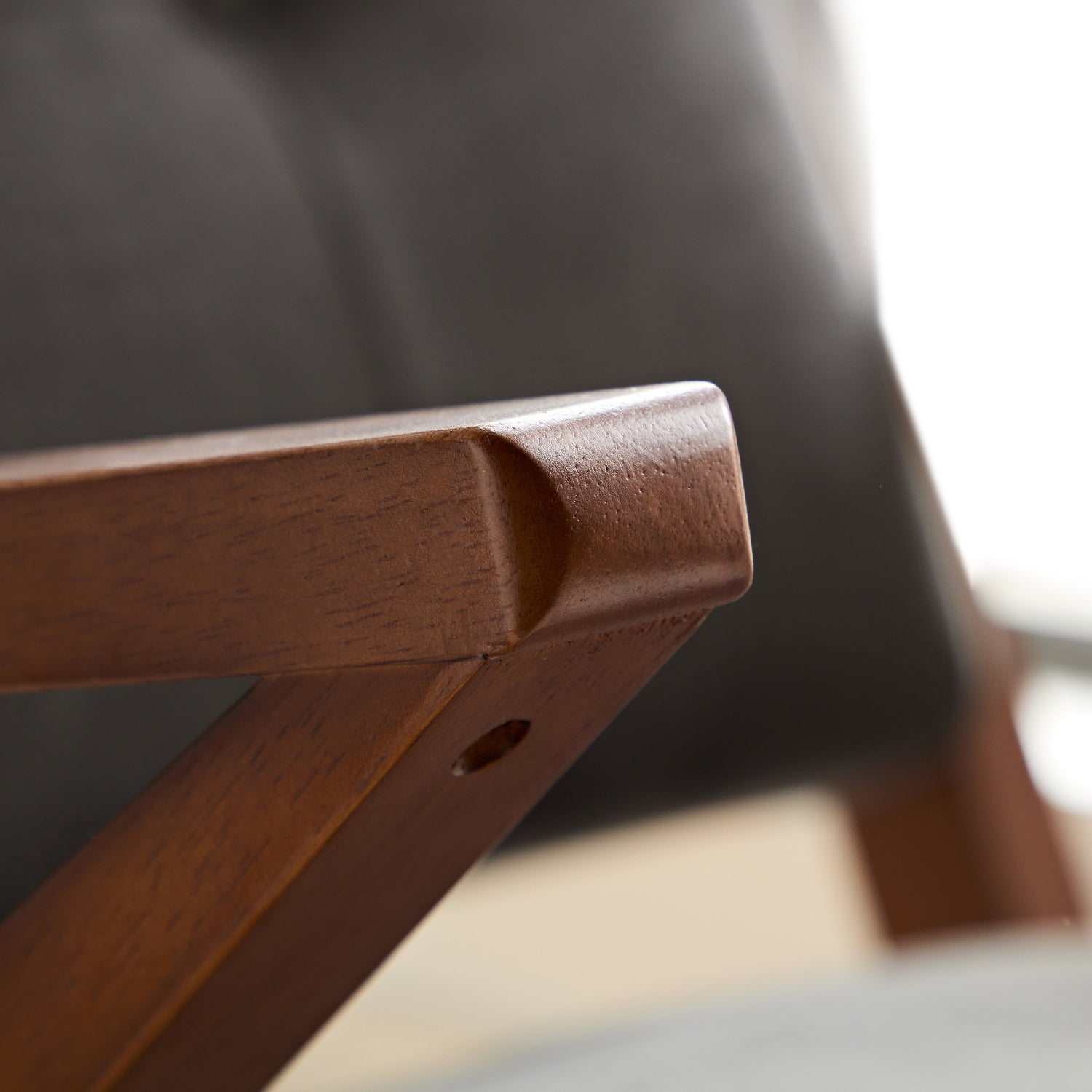 kayden accent armchair wood arm rest dark grey