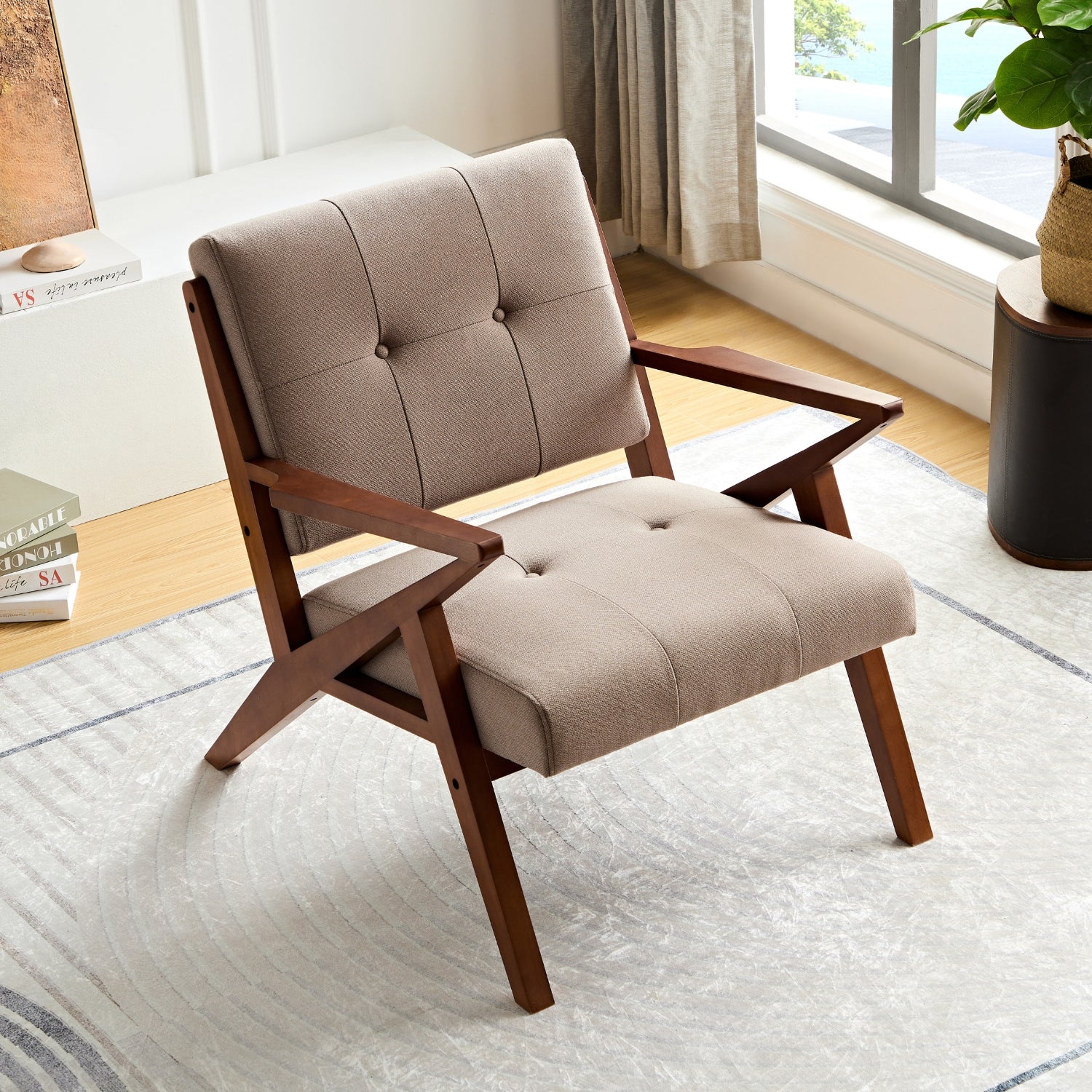 kayden accent armchair wood sienna brown top view