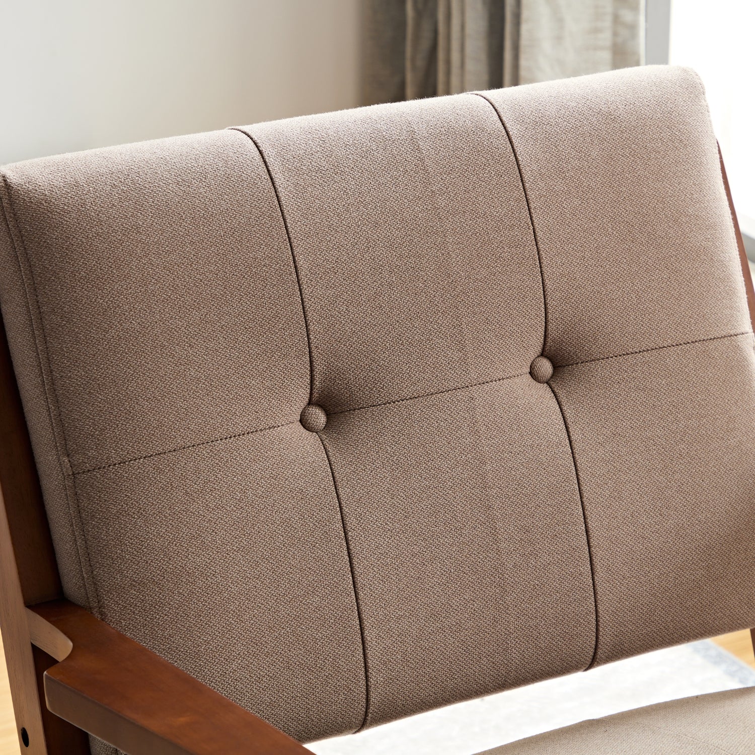 kayden accent armchair wood sienna brown tufting