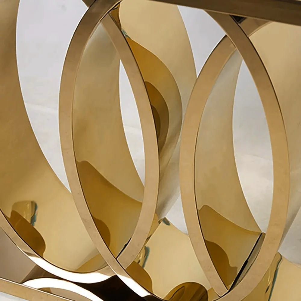 mercer steel gold console table circular base
