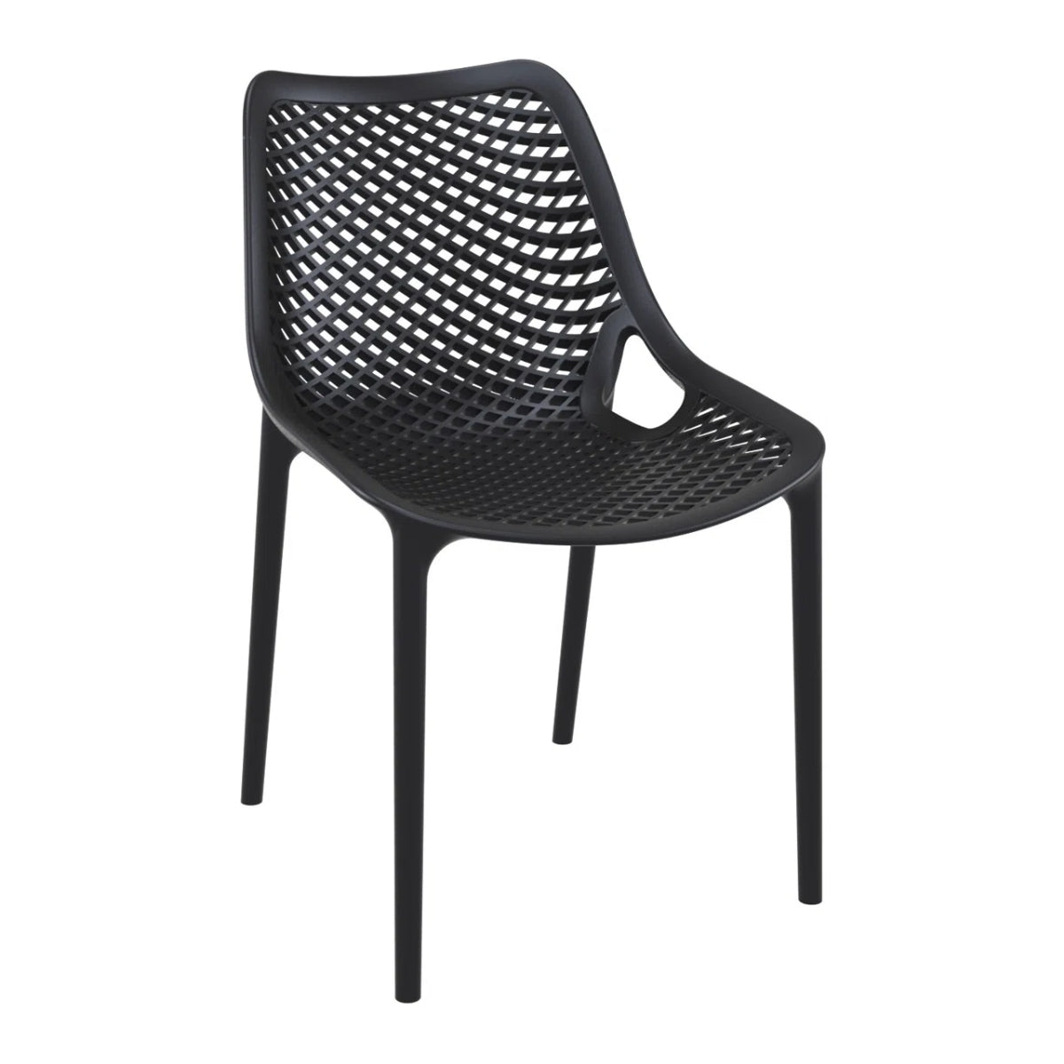 Replica Bilros Chair in black, angled front view for indoor and outdoor use