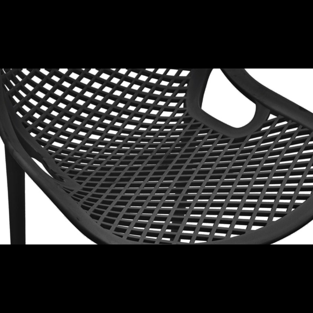 Close-up detail of the mesh pattern on a black Replica Bilros Chair