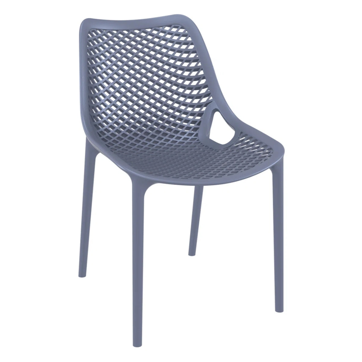 Replica Bilros Chair in dark grey, angled front view for indoor and outdoor use