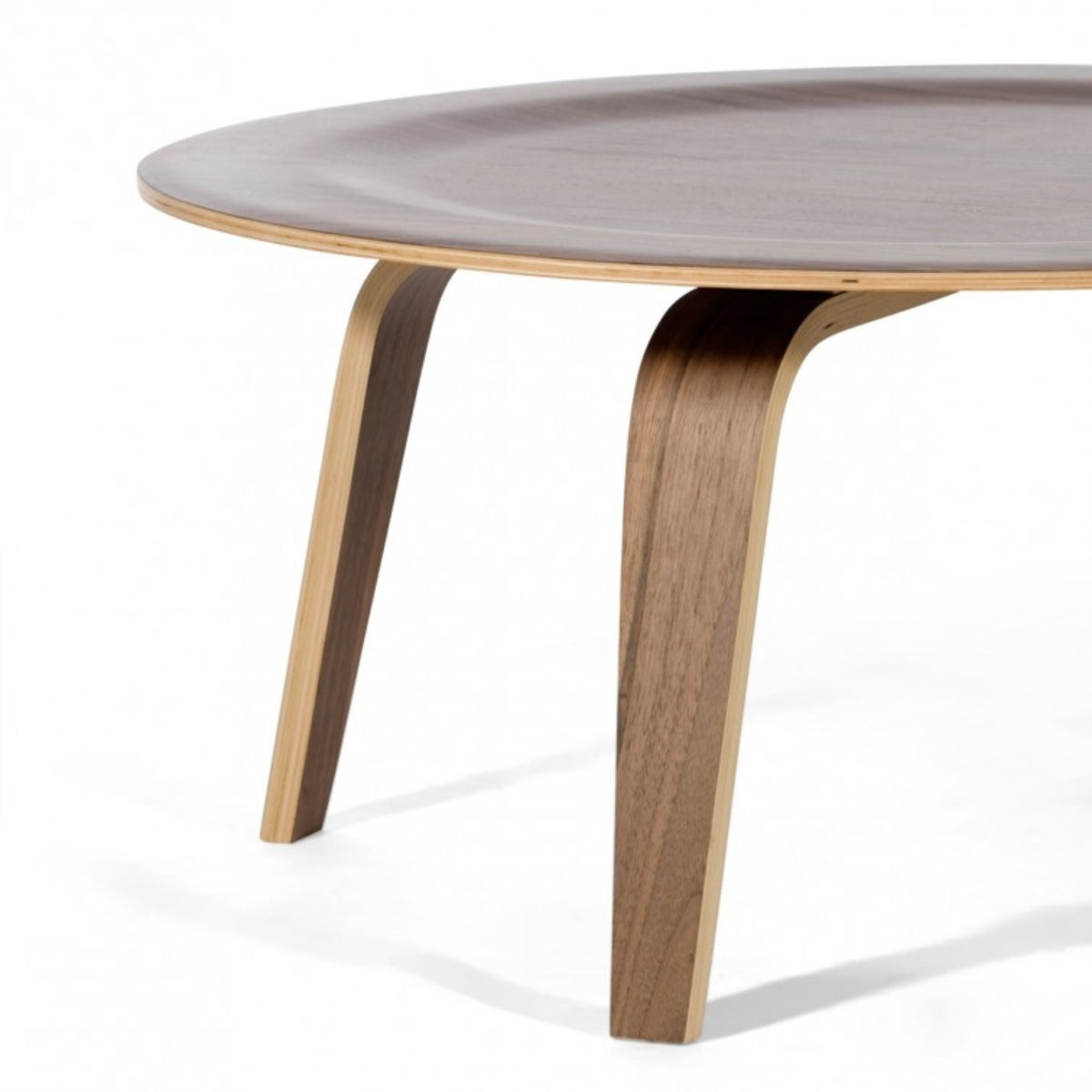 replica eames round coffee table walnut curved legs