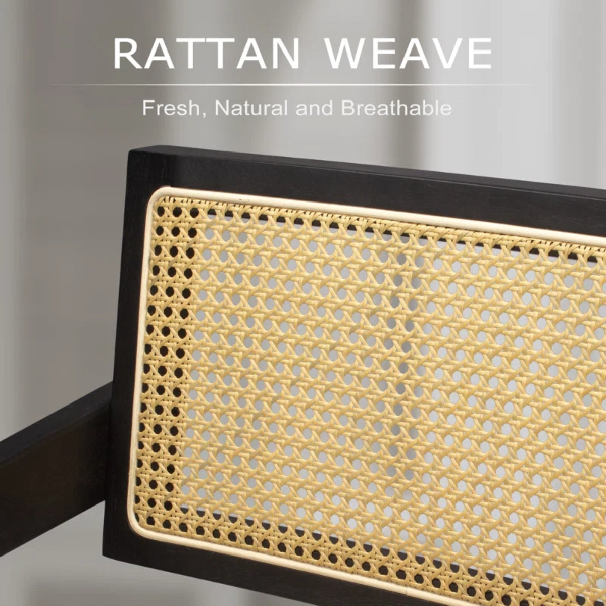 replica jeanneret armchair rattan and solid wood rattan details