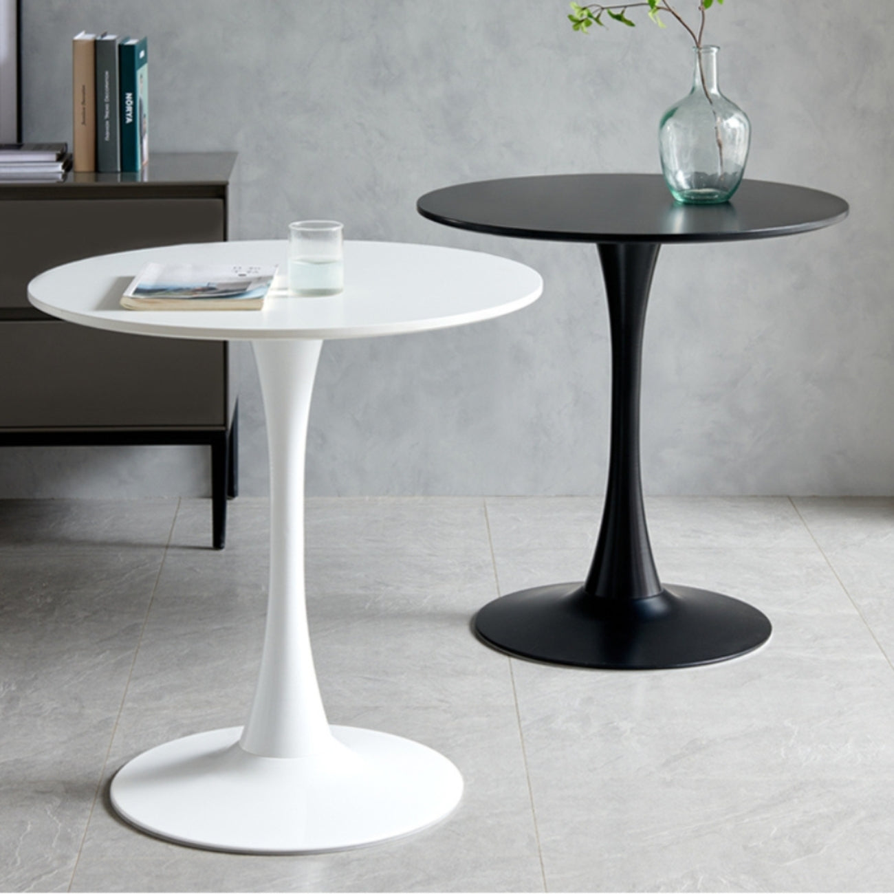 tulip table white and black