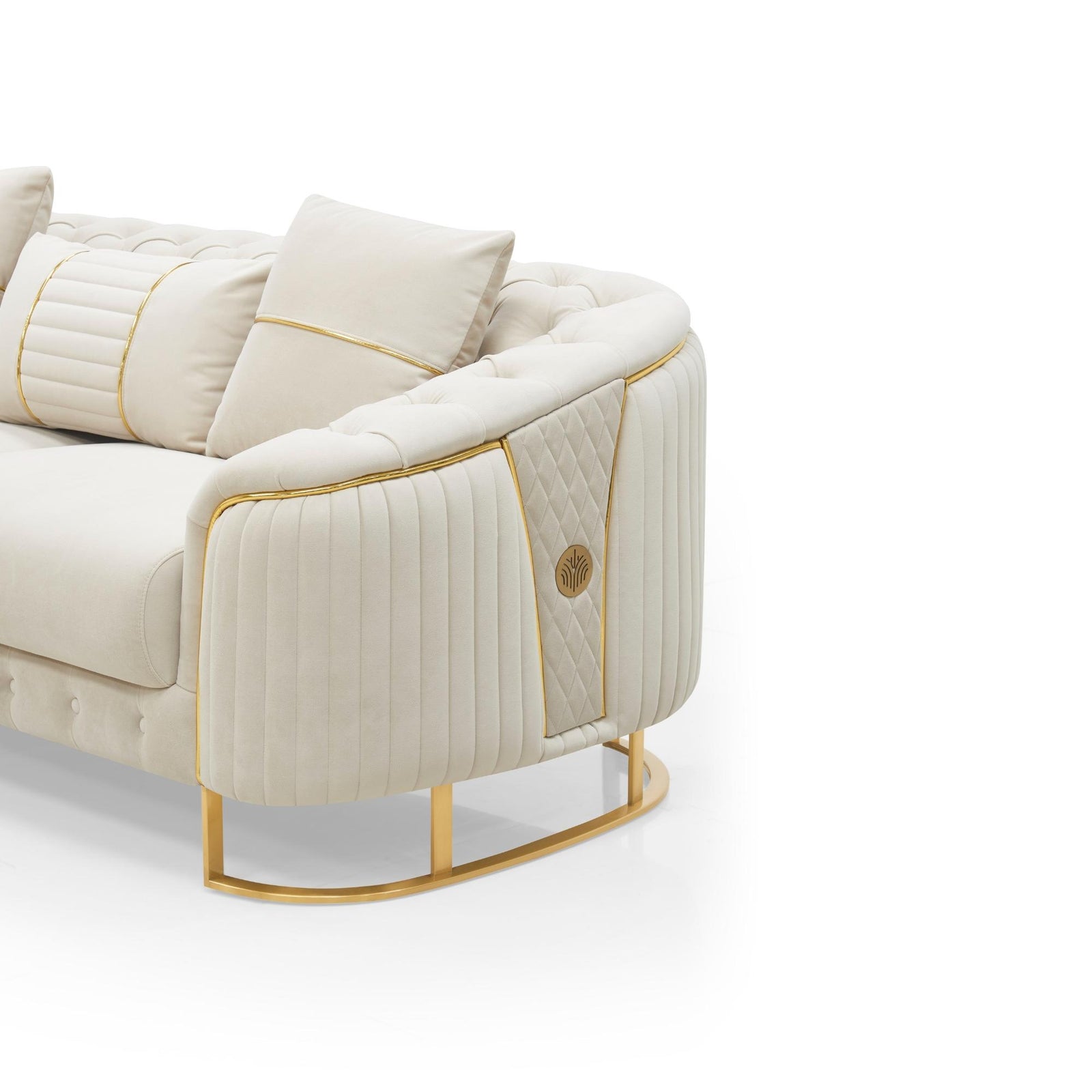 Valorie Sofa Set – Beige Chesterfield Tufted