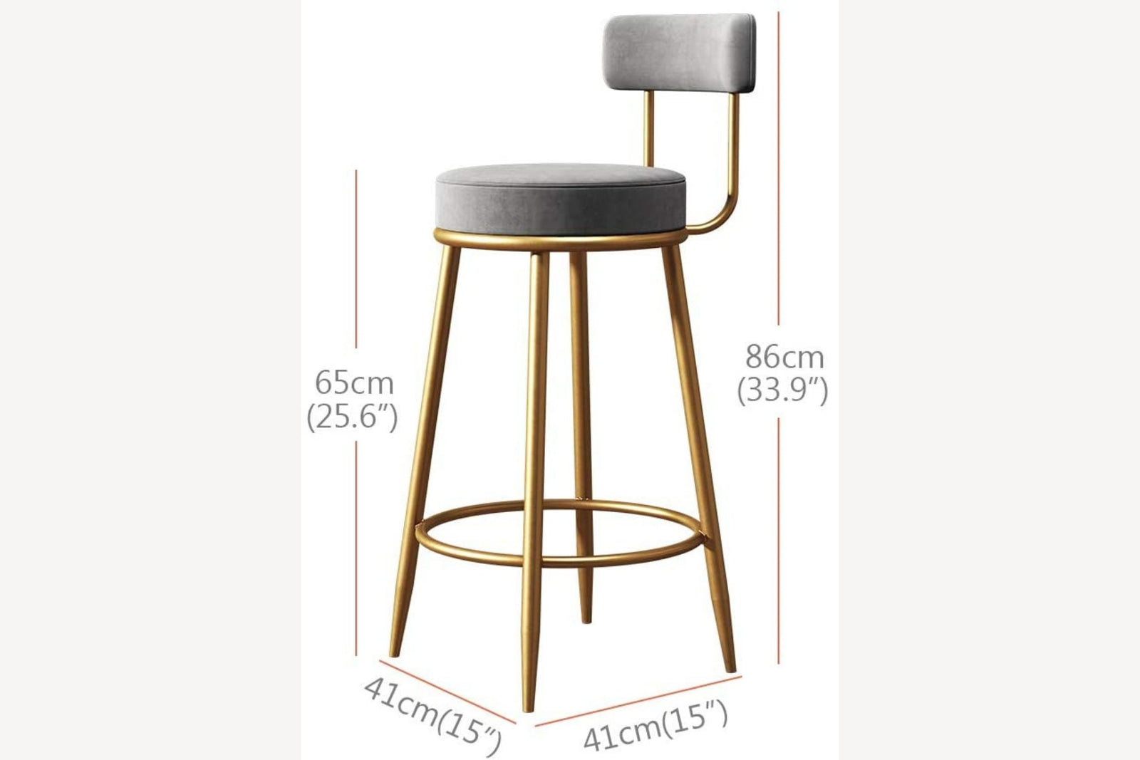 Eva Velvet Kitchen Stool Size Details