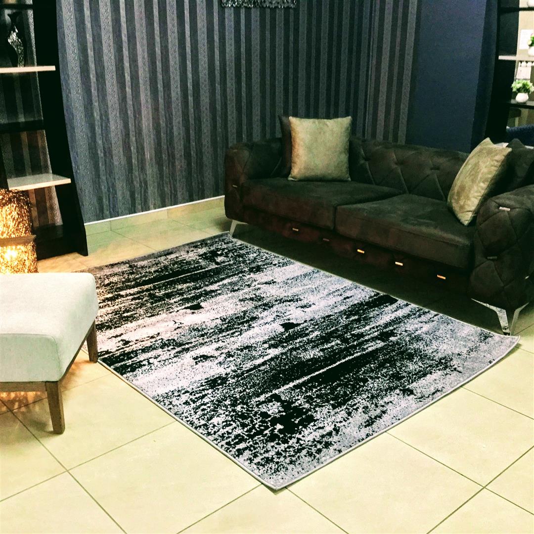 Granada Abstract Grey Area Rug, Size 2.3 x 1.6 M - NuvoItalia