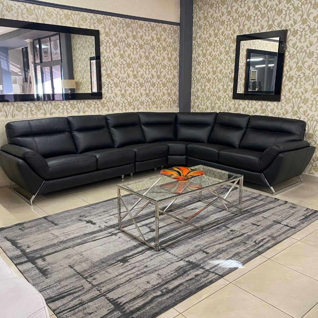 Vittorio Sectional Corner Sofa Leather Black