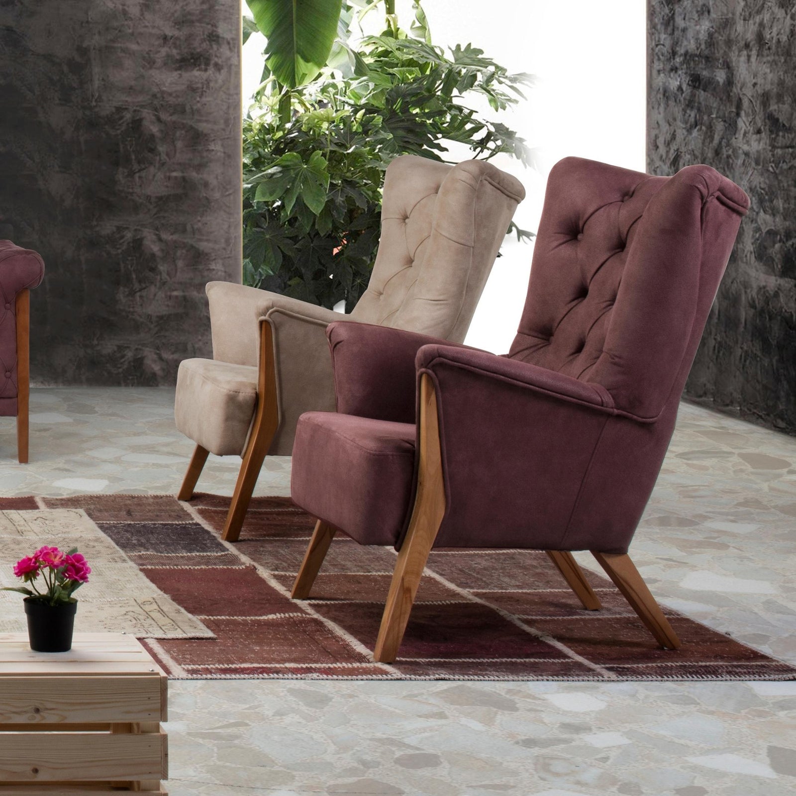 bella occasional wingback chair living room setting