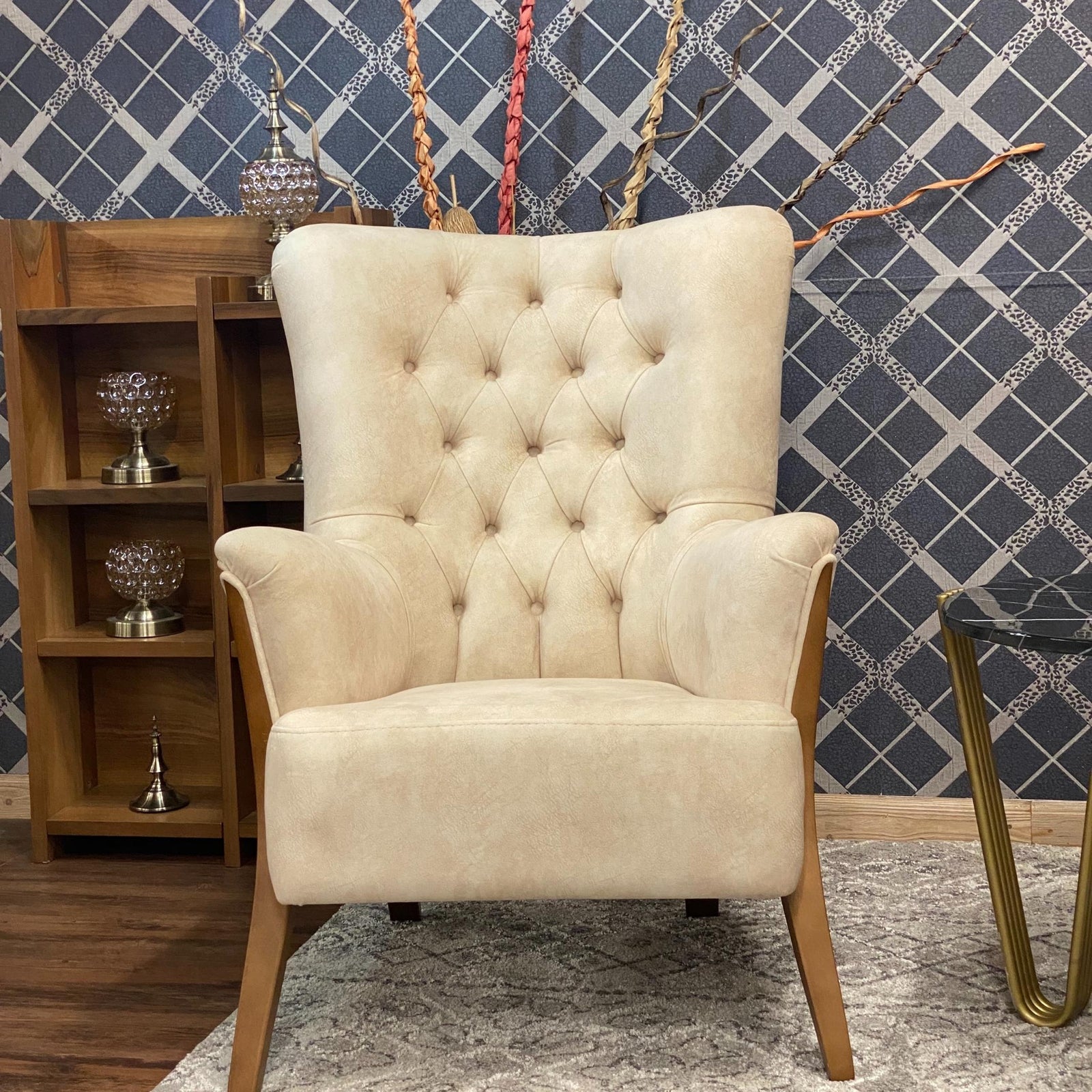 bella occasional wingback chair store setting
