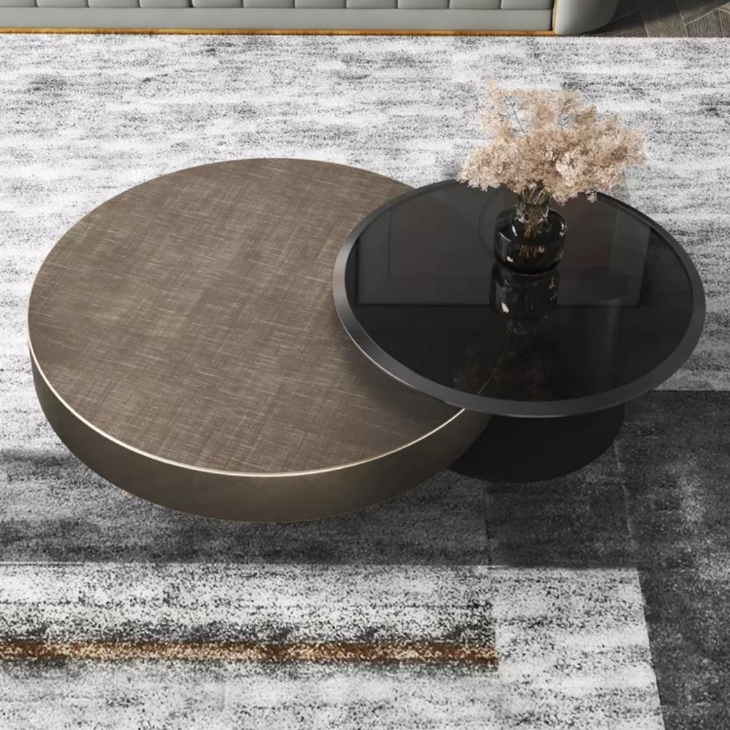 florence coffee and side table bronze and black top