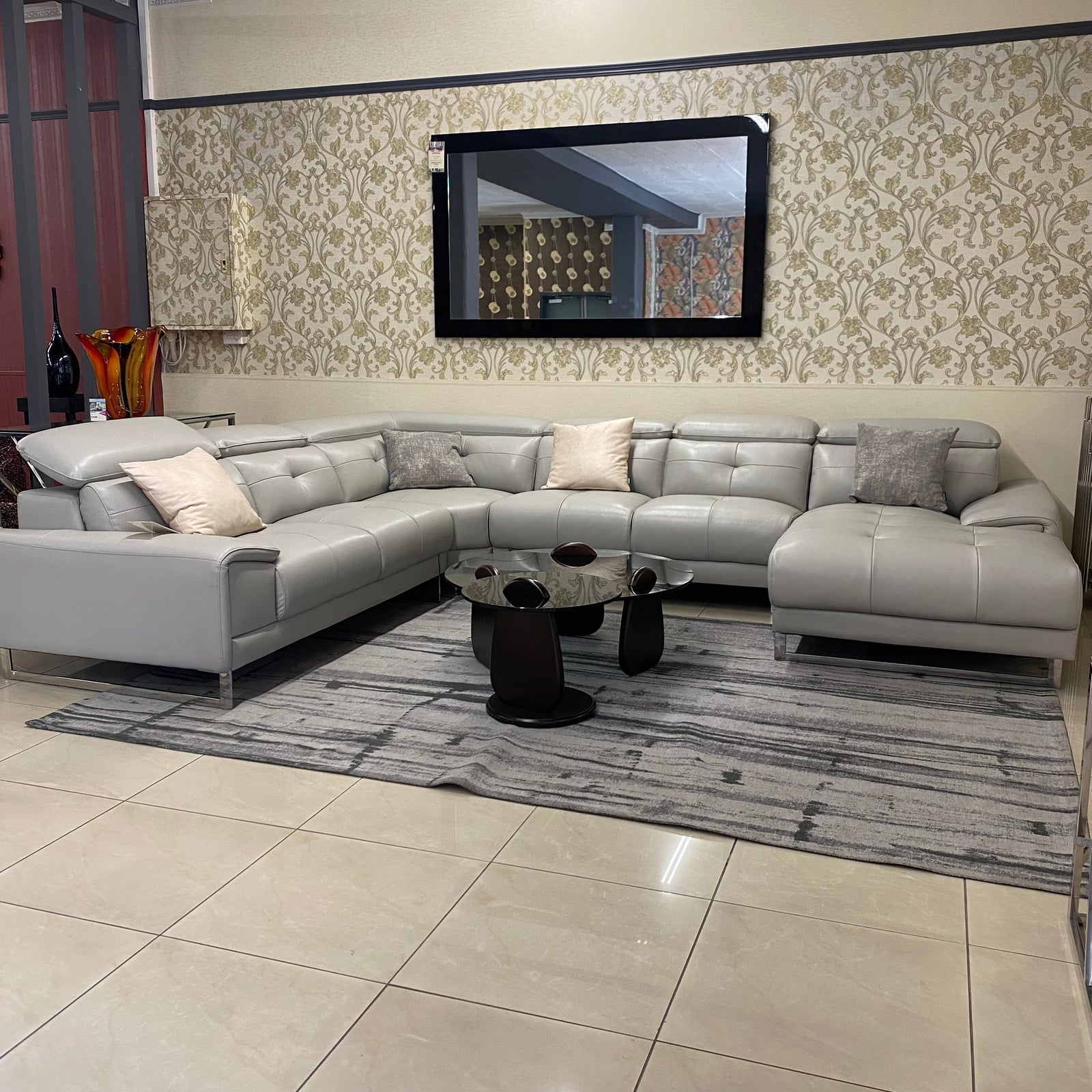 monaco-leather-sectional-u-shaped-grey-shark-table