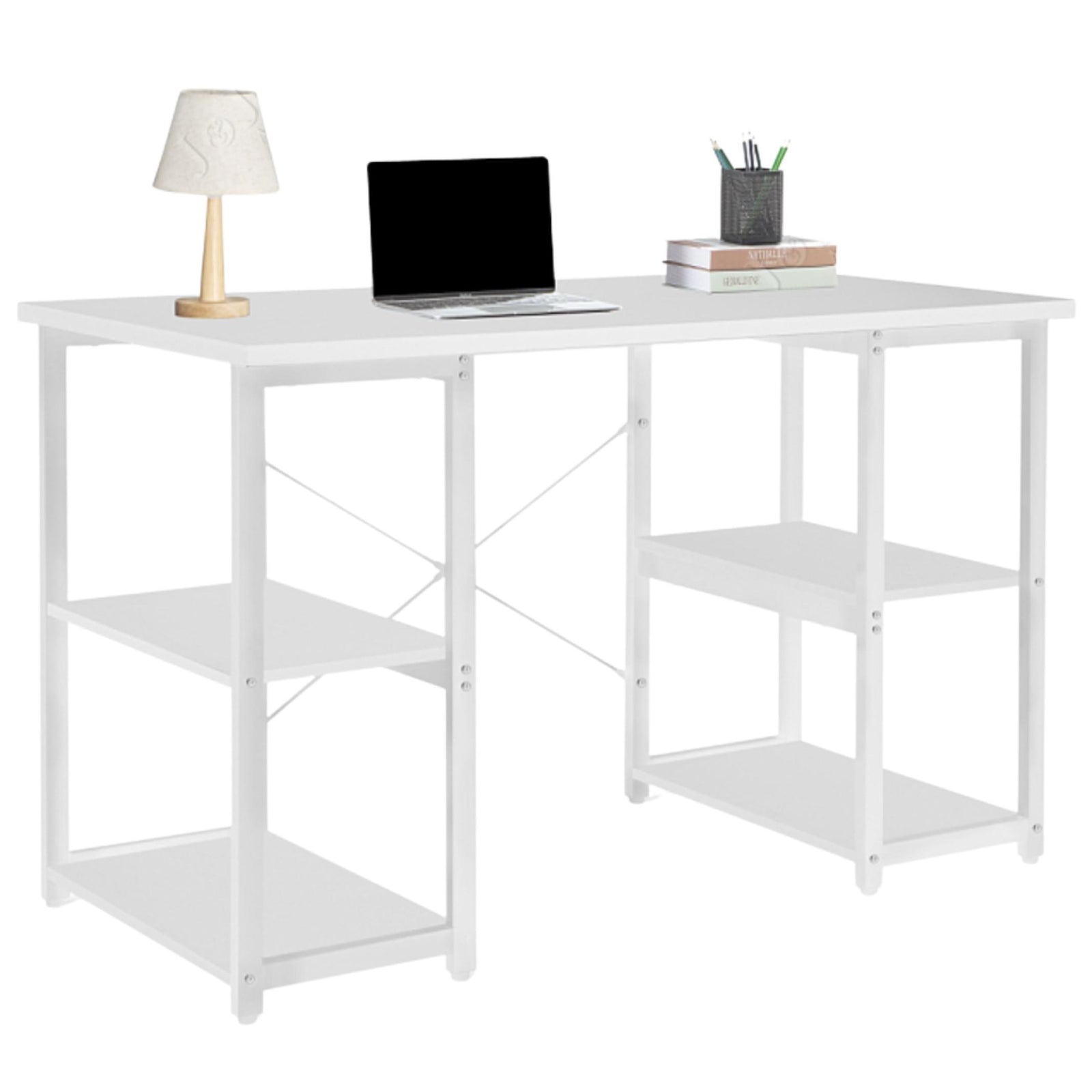 madison workstation desk white 4 shelf