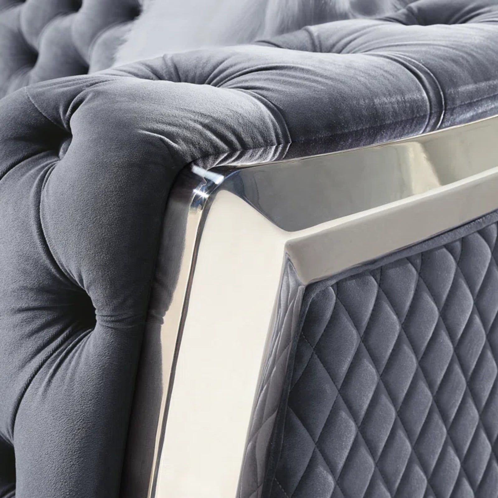 ravello sofa set grey diamond stitch