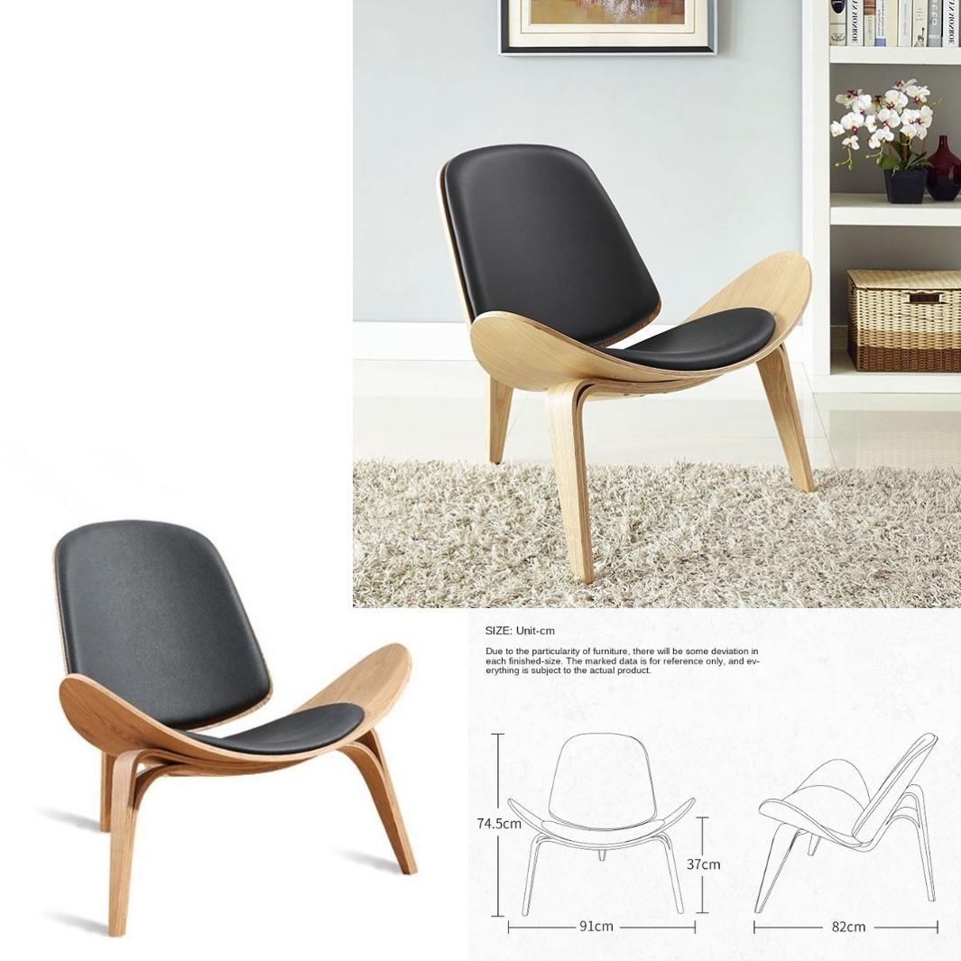 replica hans wegner shell chair natural wood black