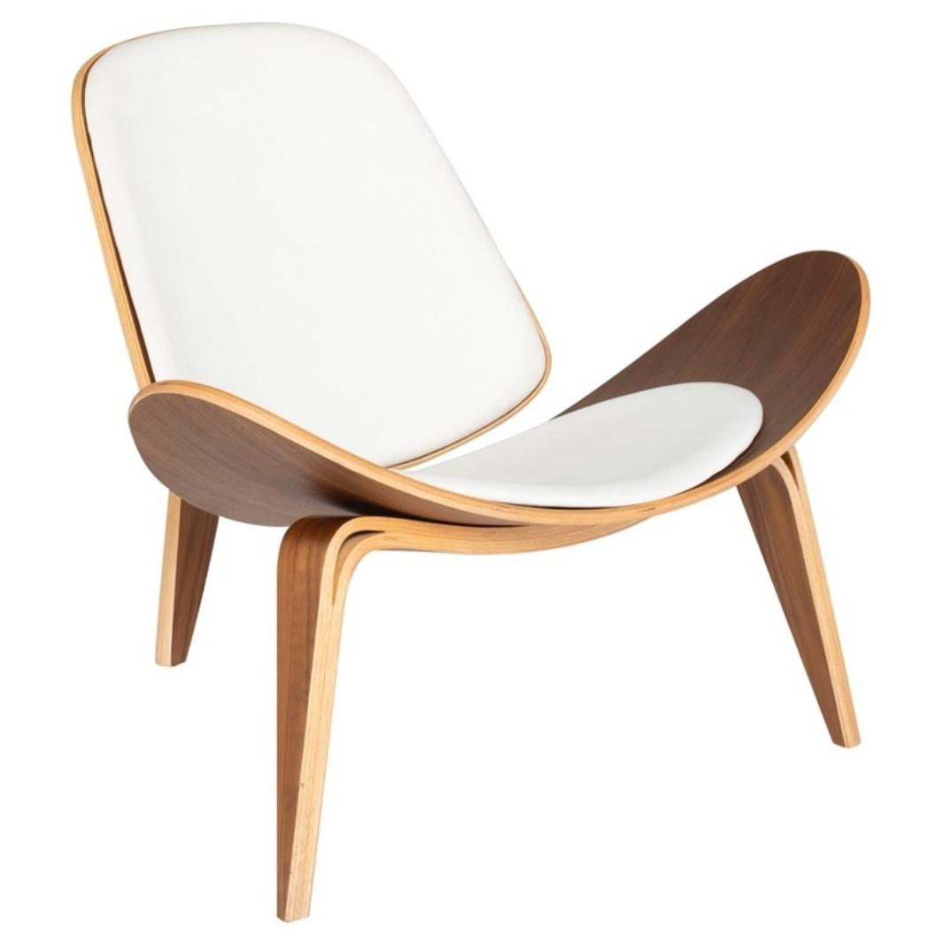 replica hans wegner shell chair walnut wood white
