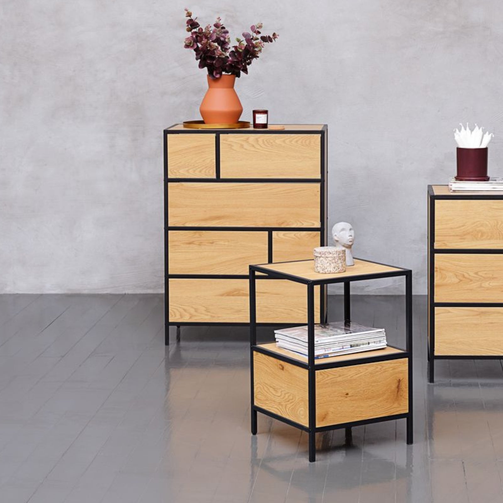 steelside bed nightstand with matchin chest of drawers