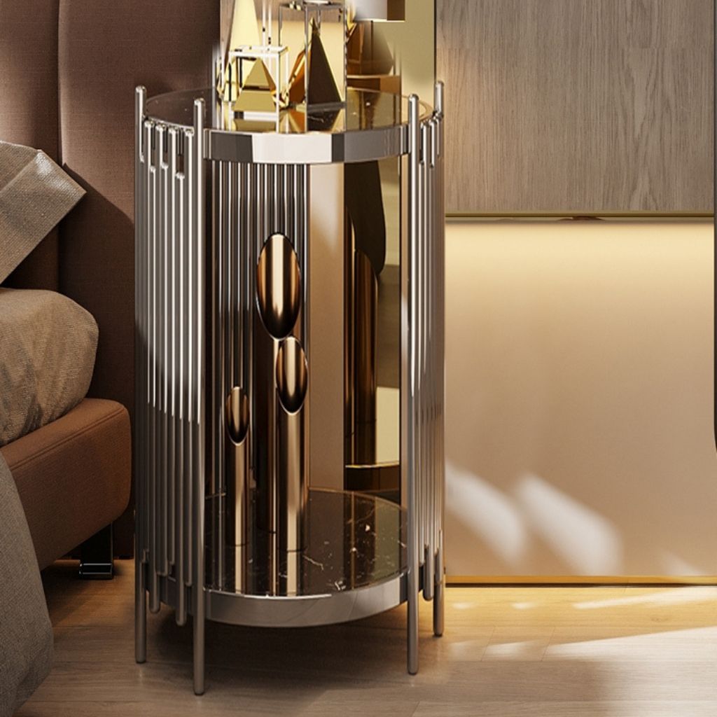 vida tall end table silver living room