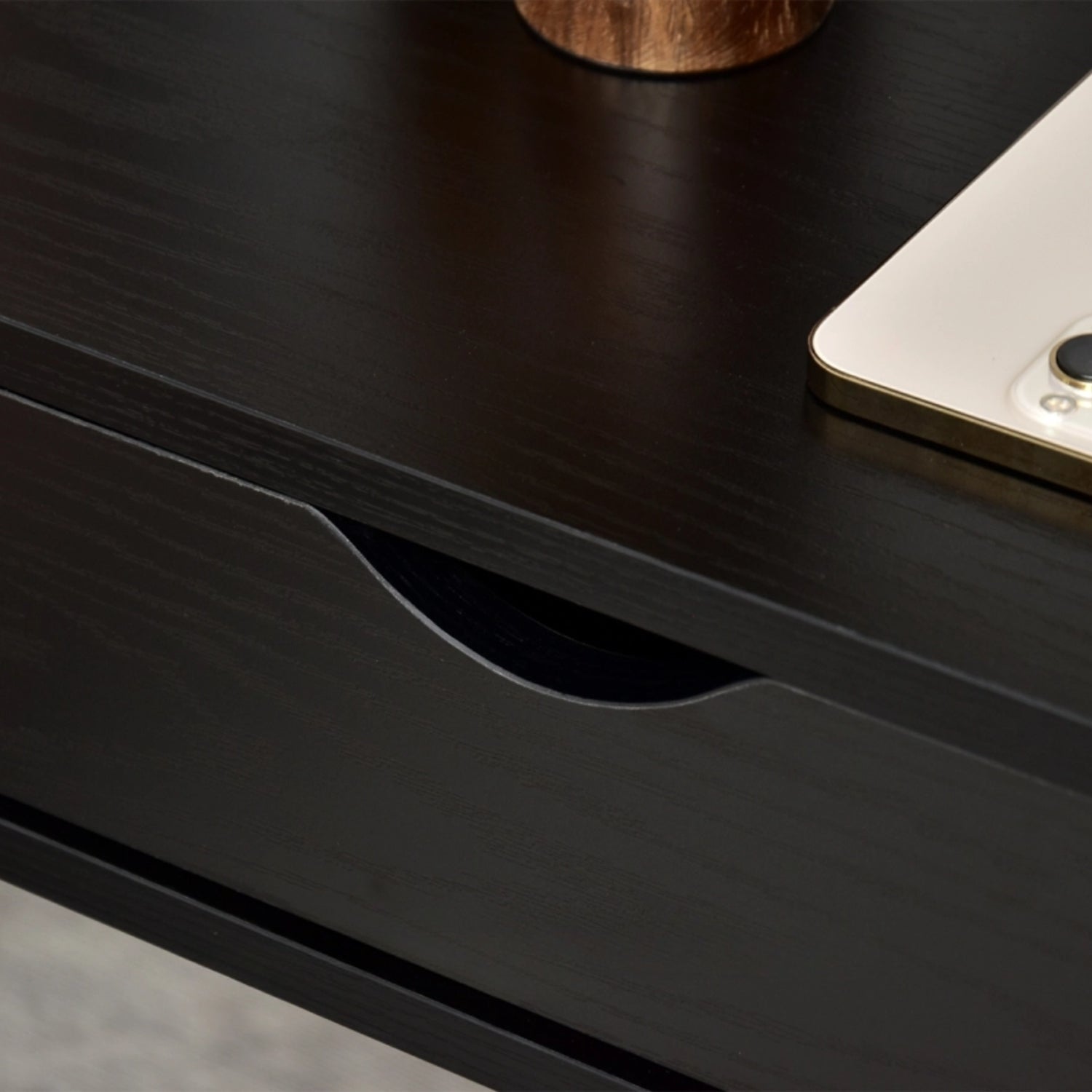 Nelle Black Bedside Table with USB Ports