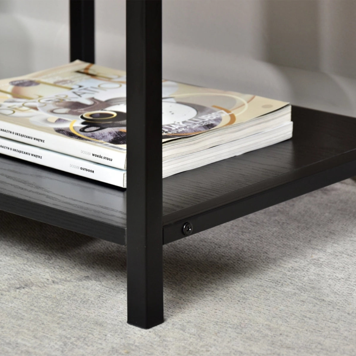 Nelle Black Bedside Table with USB Ports