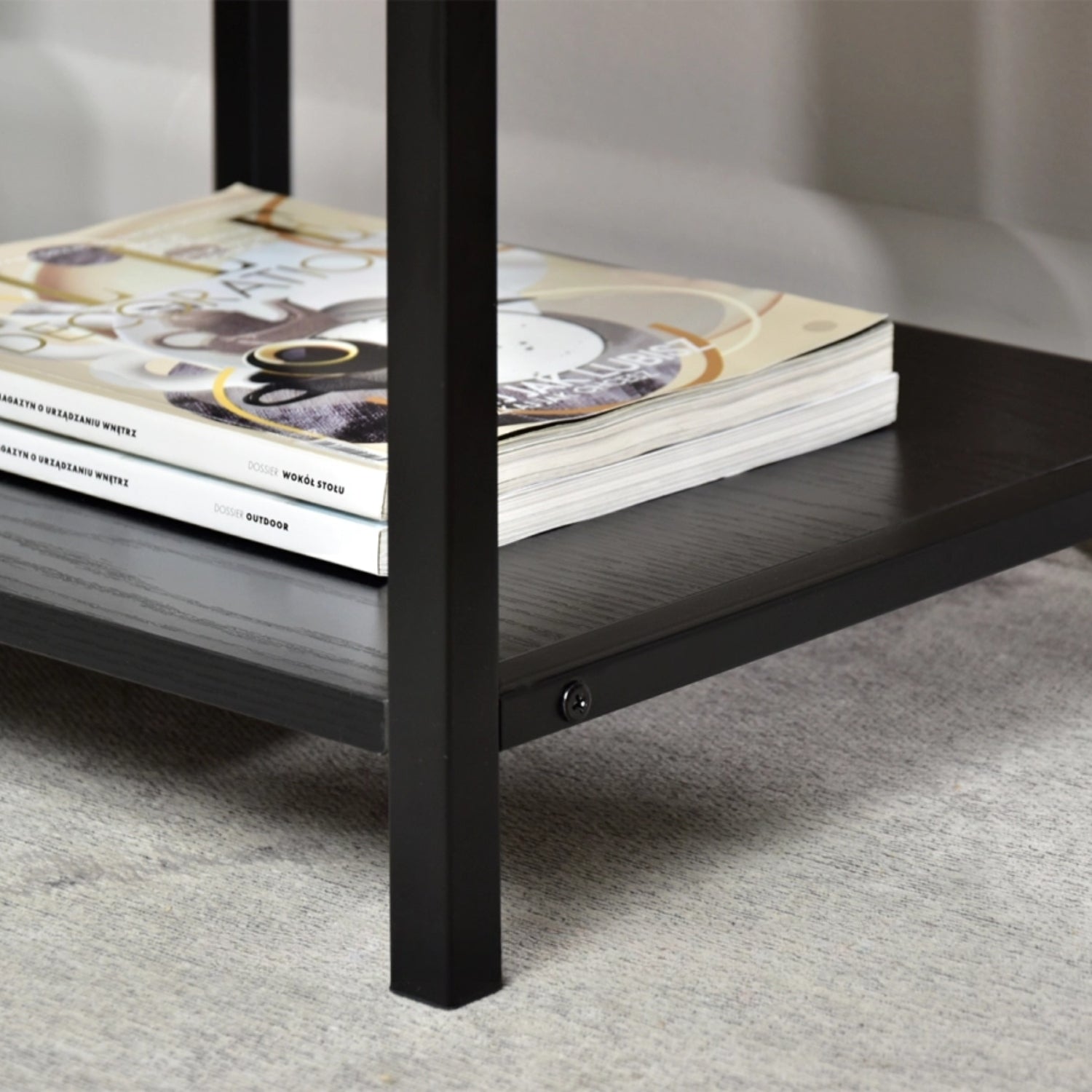 Nelle Black Bedside Table with USB Ports