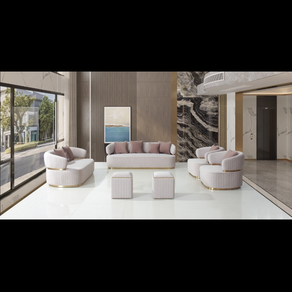 Fiora 6 Piece Sofa Set, Champagne