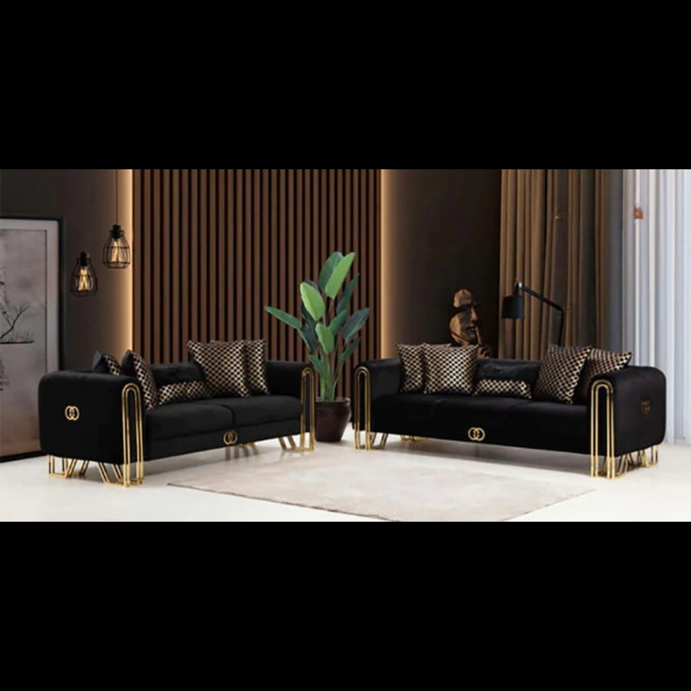 Geneva Sofa and Armchair Set, 4 PC Black
