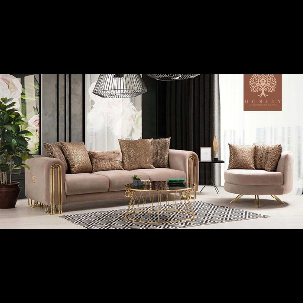 Geneva Sofa and Armchair Set, 3 PC Sienna Brown