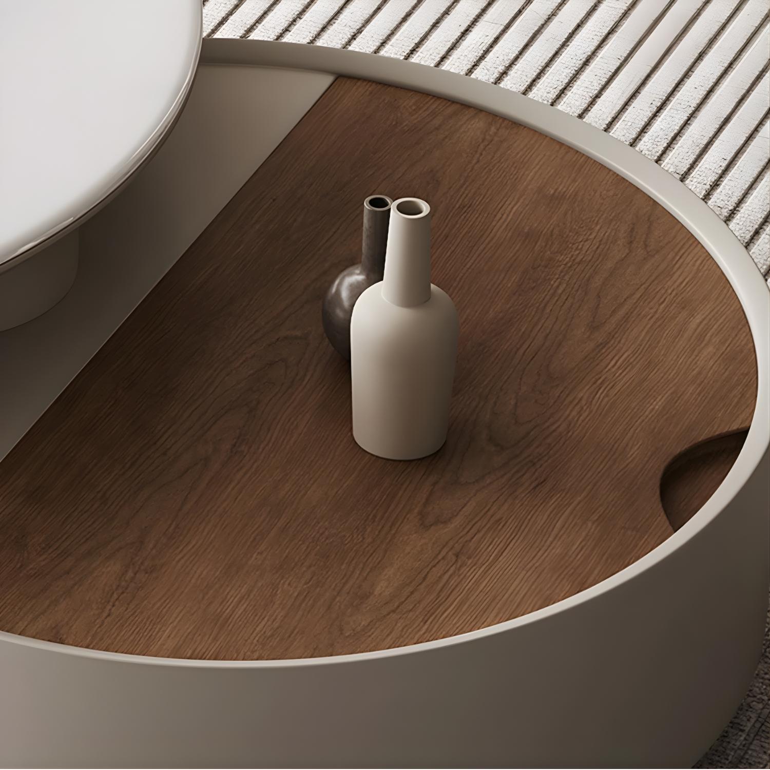 Milan Nesting Coffee Table | Rotatable Marble-Look & Walnut Finish