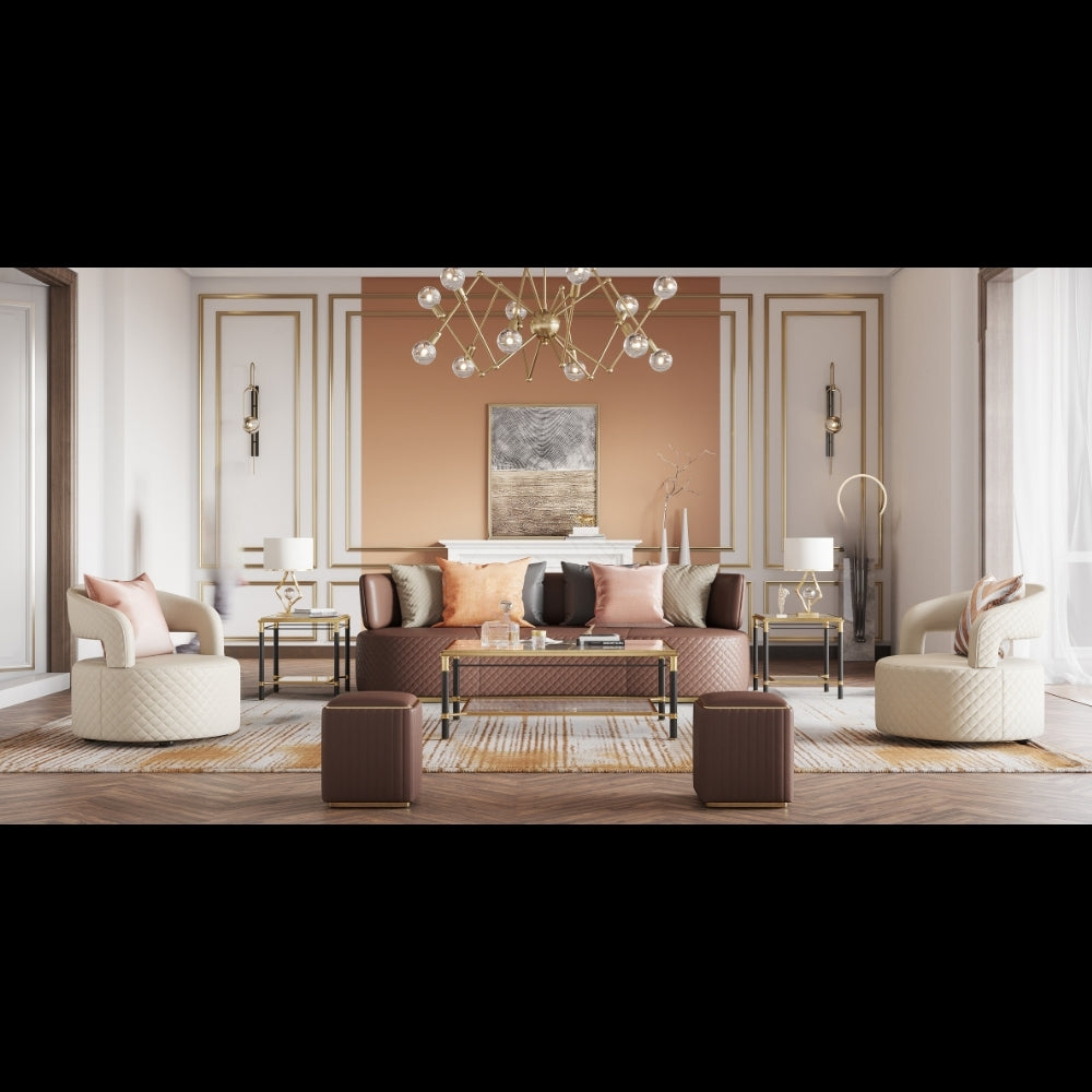 Ella Sofa Set in Leather Uppers